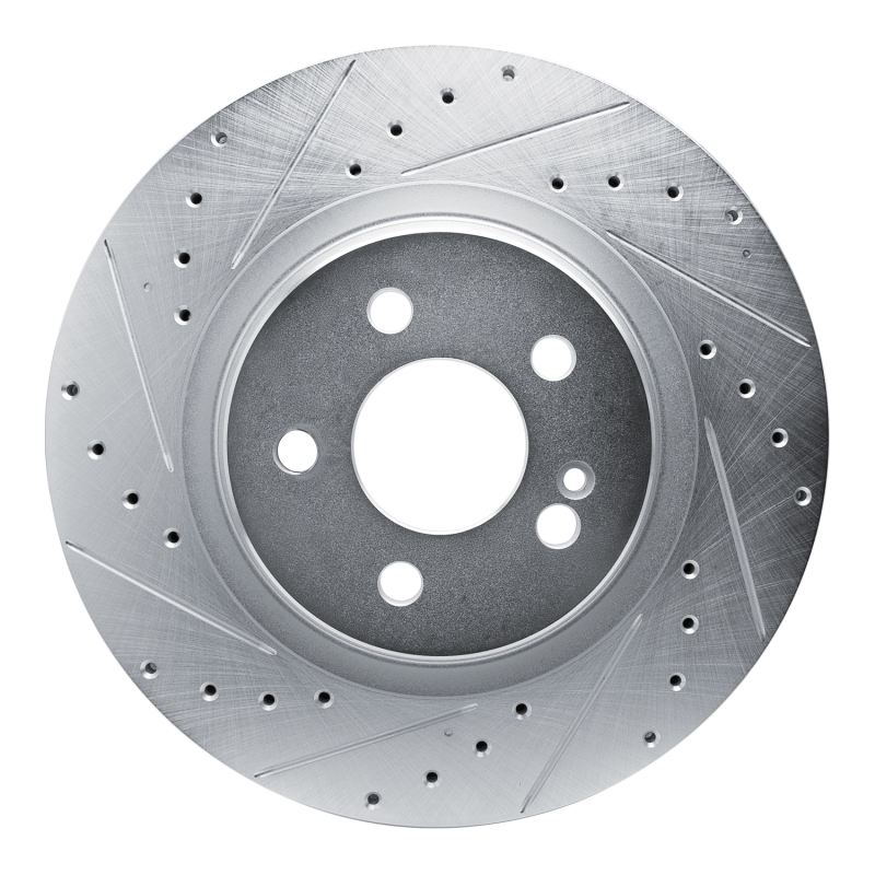 Mercedes-Benz GLS450 Brake Rotor (1) - Rear Left - R1 Concepts - Drilled & Slotted - Silver - `20-`26